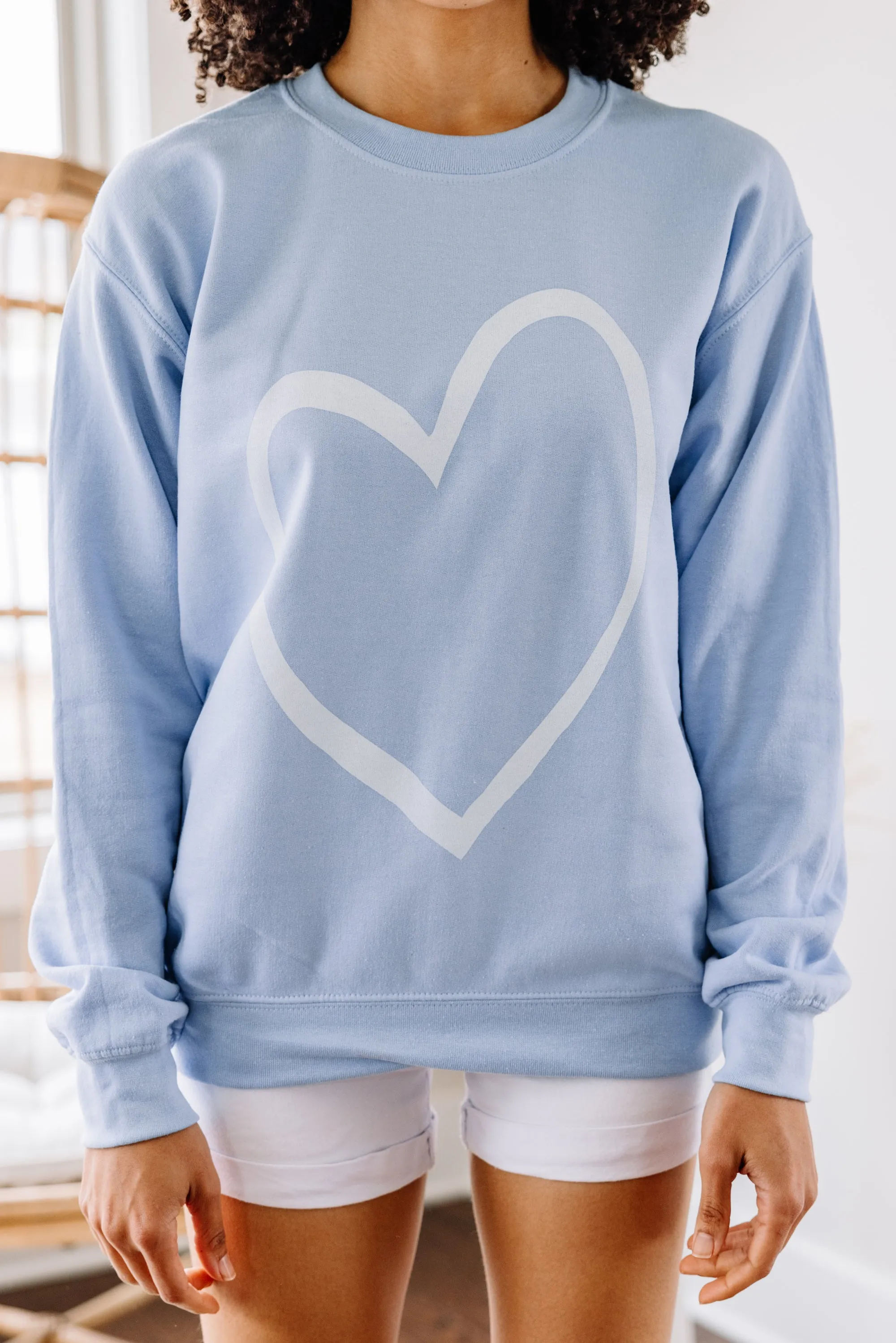 All The Love To Give Light Blue Graphic Sweatshirt