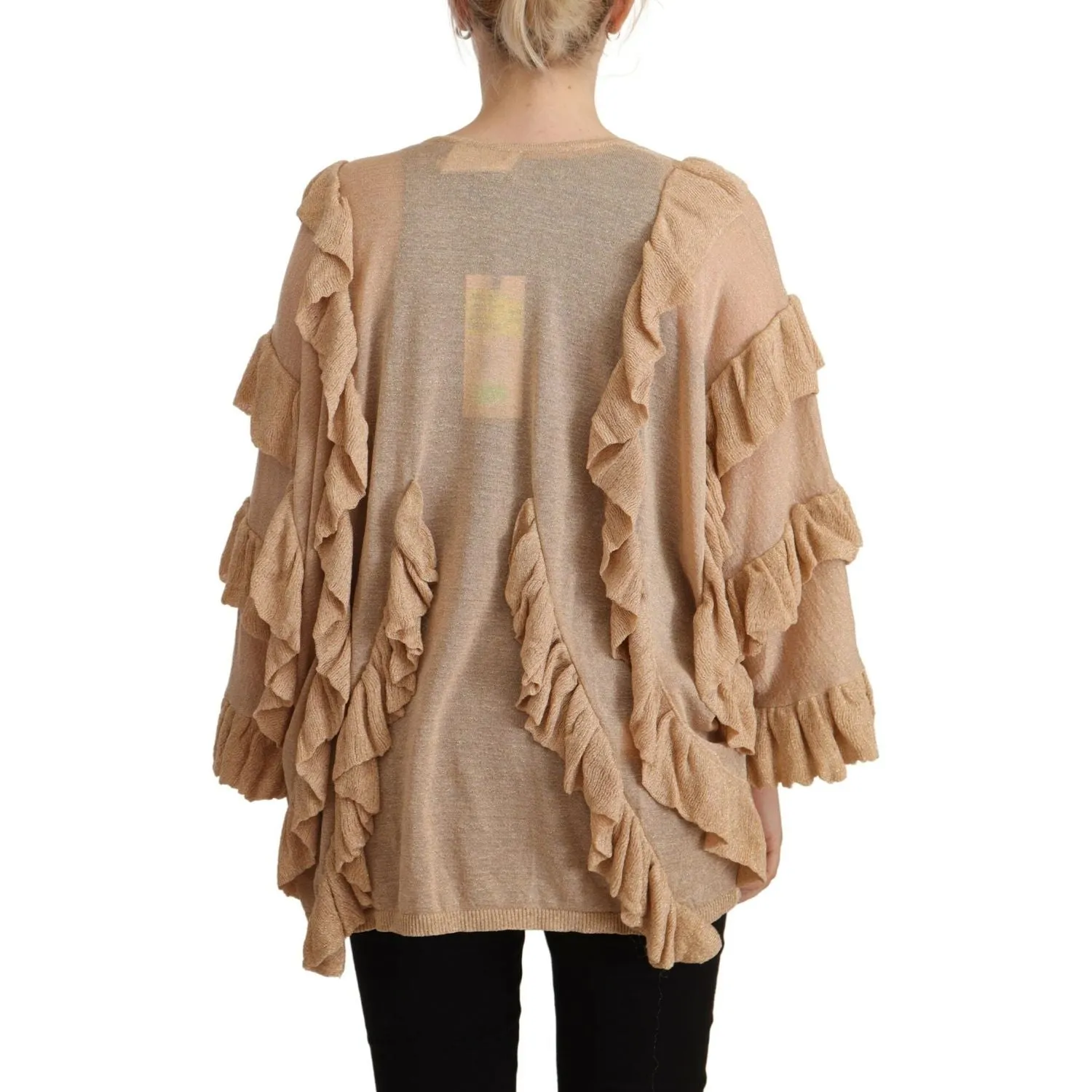 Aniye By Chic Beige Long Sleeve Open Front Cardigan