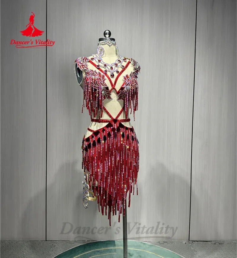 Belly Dance Costume  New Women's Customized Luxury Rhinestone Tassel Dress Oriental Dance Professional Performance Clothing