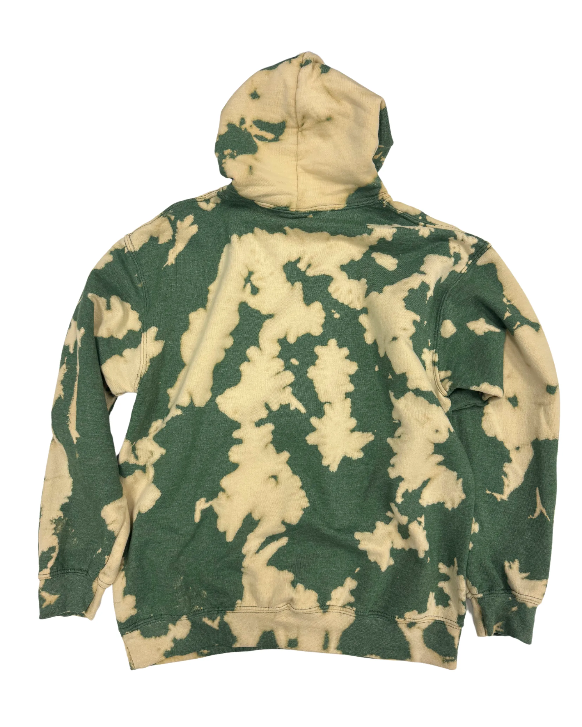 Bleach Wash Essential Fleece Hoodie - Green Gobi