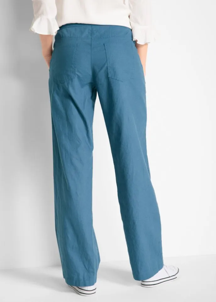 Bpc Bonprix Collection wide linen trousers, blue