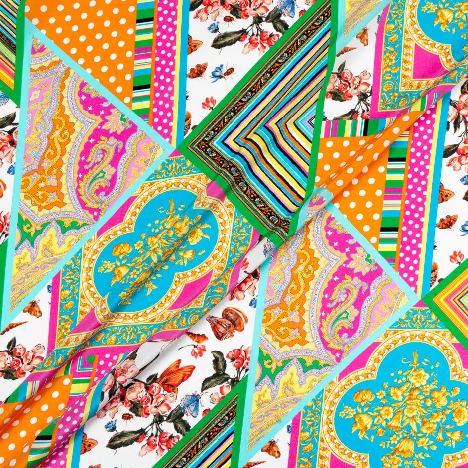 Bright Patchwork Printed Silk Crêpe de Chine