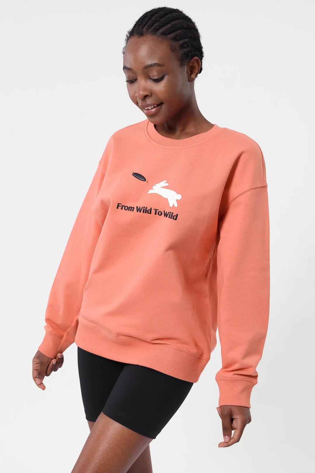 Bunny Sports Series Print Round Neck Sweatshirt-Bunny