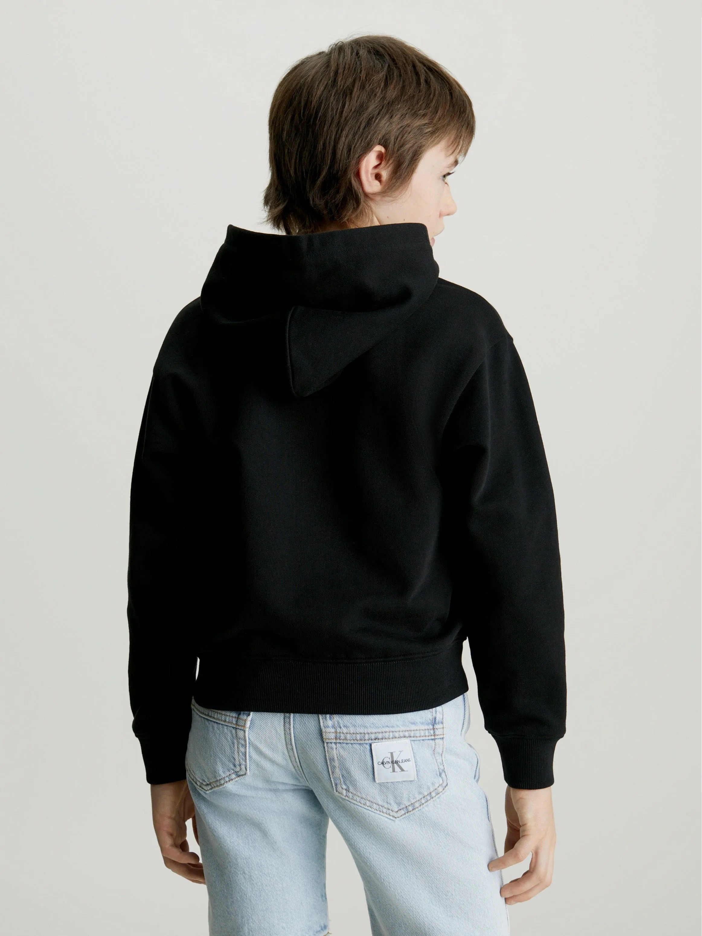 Calvin Klein Boys Maxi Logo Relaxed Hoodie in Black