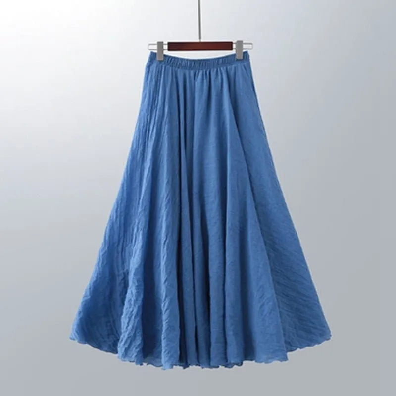 Casual Cotton Boho Maxi Skirt with Lining