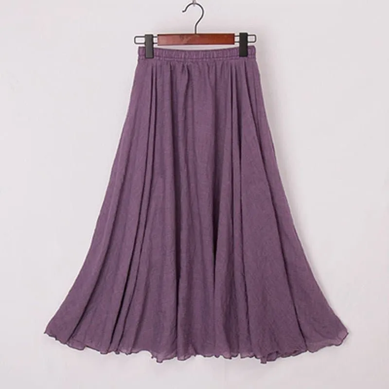 Casual Cotton Boho Maxi Skirt with Lining