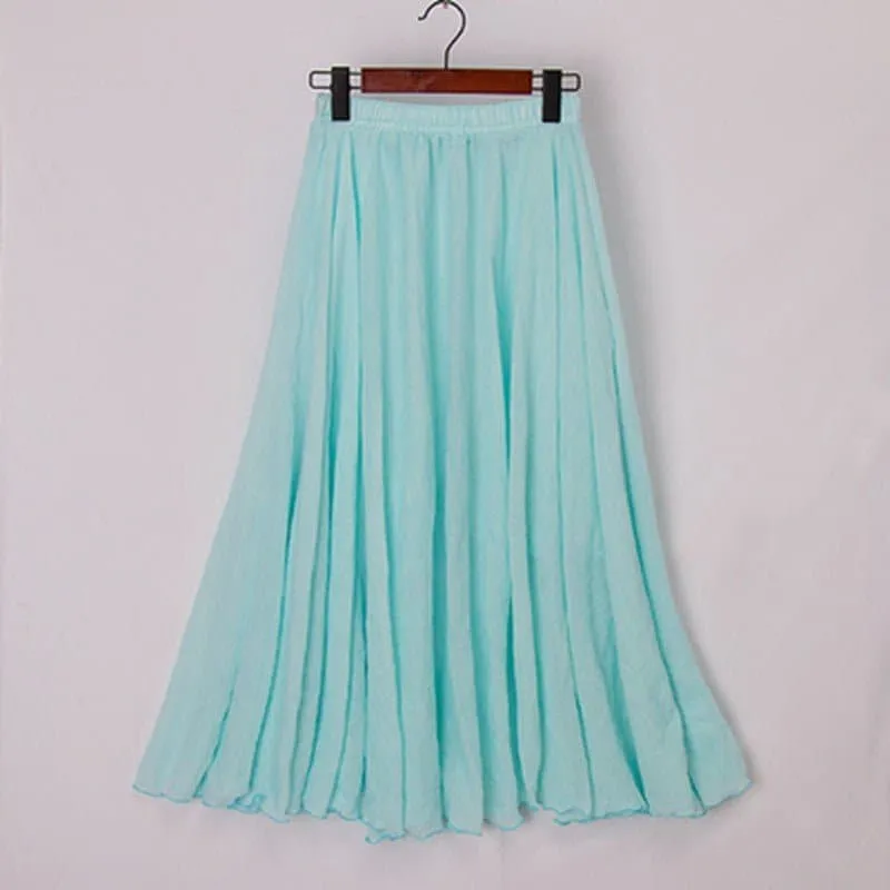 Casual Cotton Boho Maxi Skirt with Lining