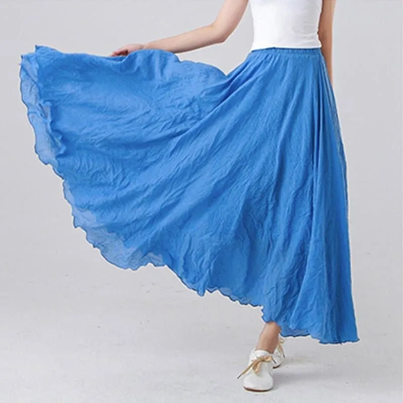 Casual Cotton Boho Maxi Skirt with Lining