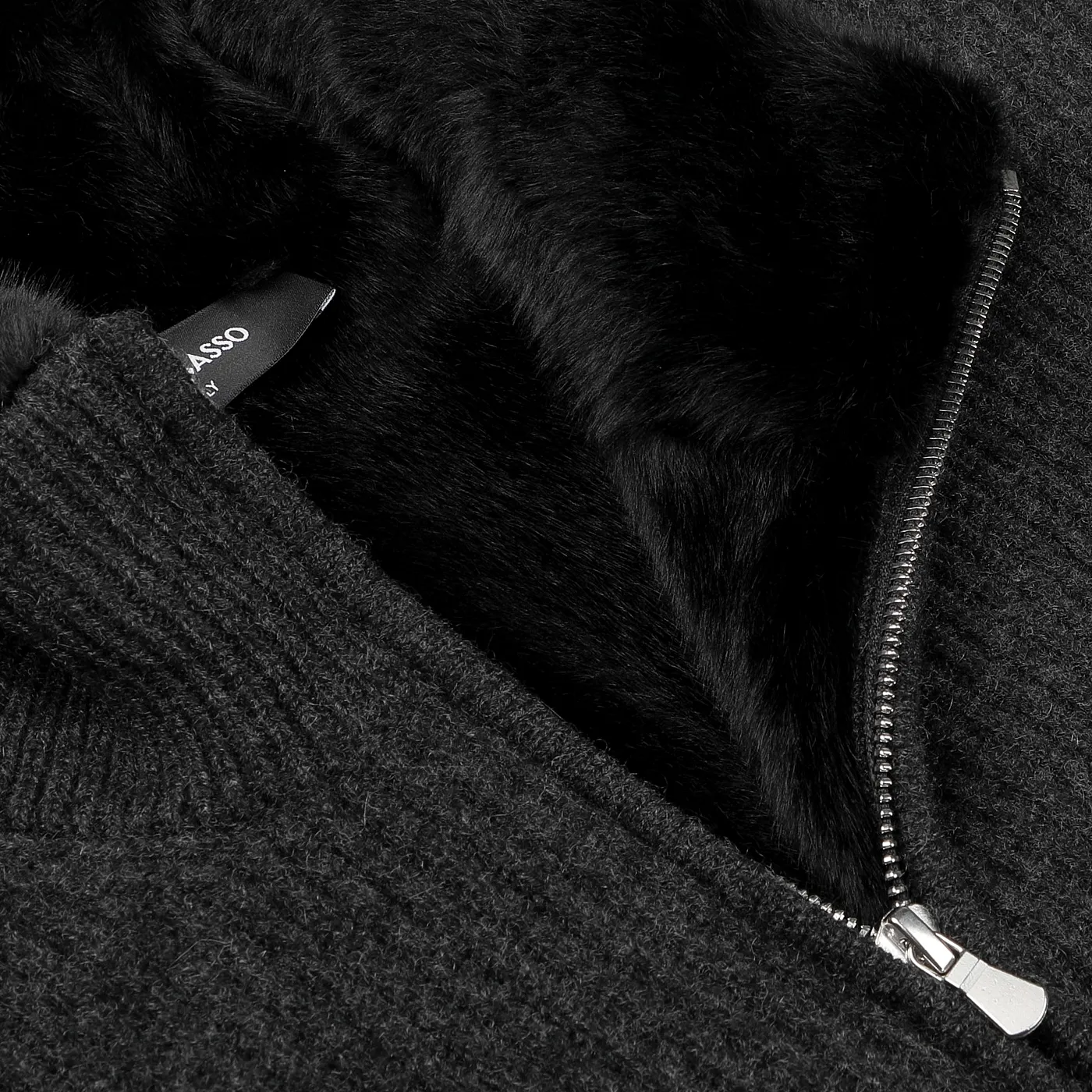 Charcoal Faux Fur Lined Cashmere Blouson