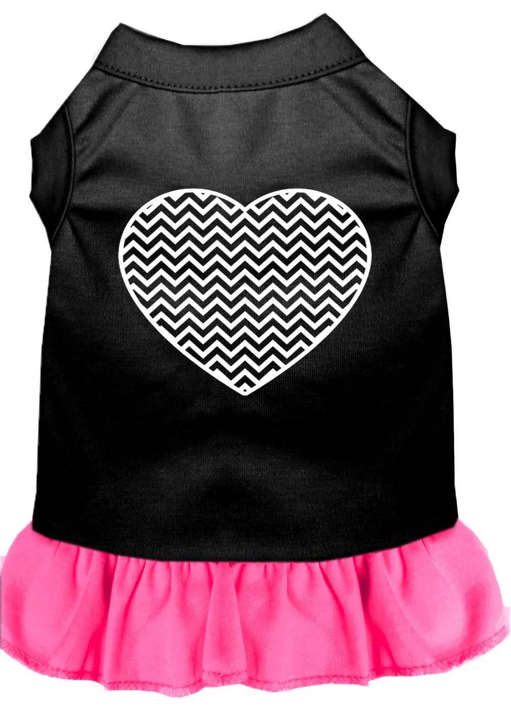 Chevron Heart Screen Print Dress Black With Bright Pink Lg (14)