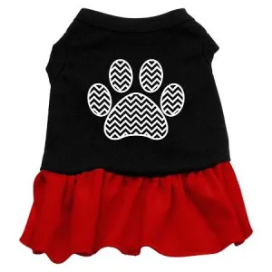 Chevron Paw Screen Print Dress Black with Red XL (16)