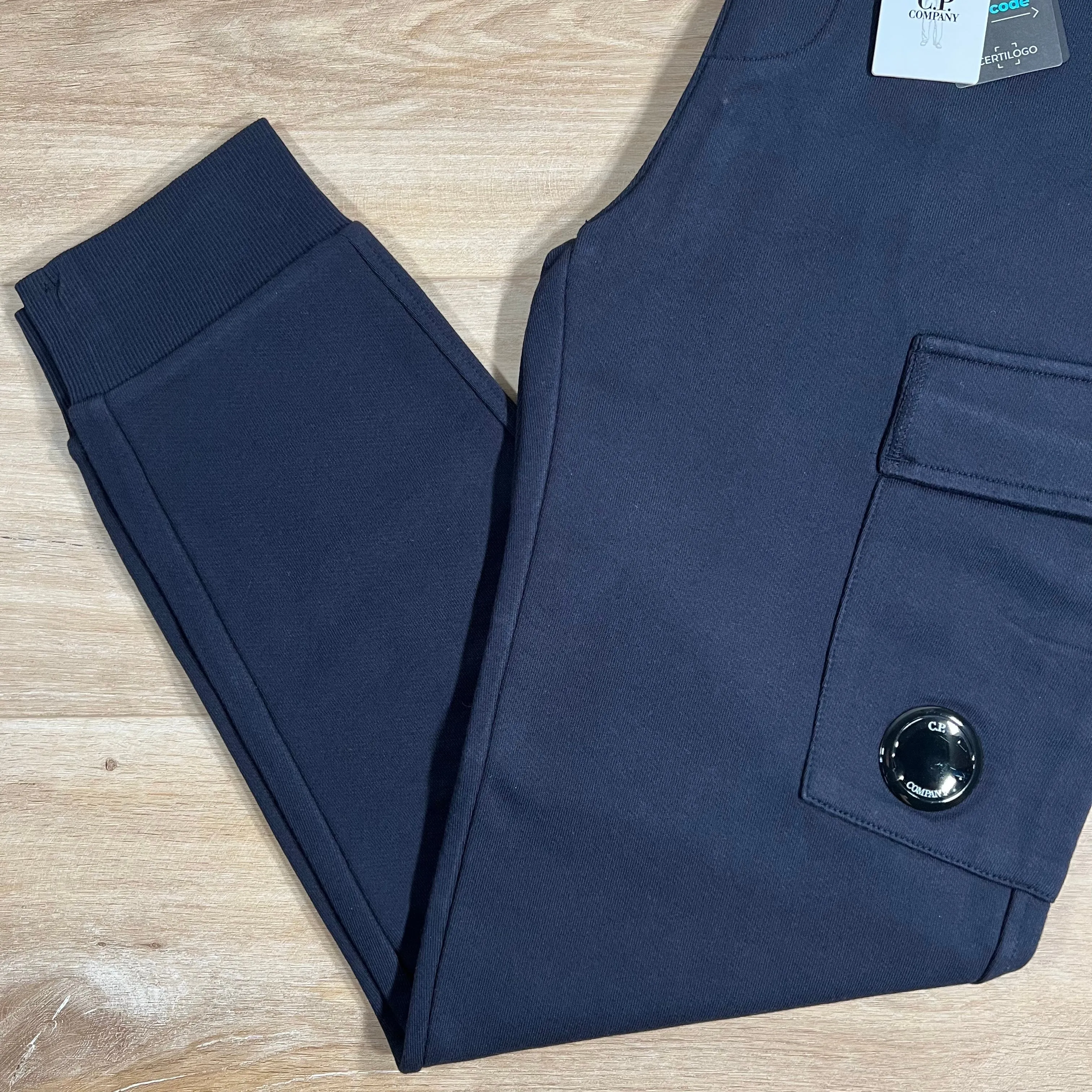 C.P. Company Diagonal Raised Lens Sweatpants in Navy