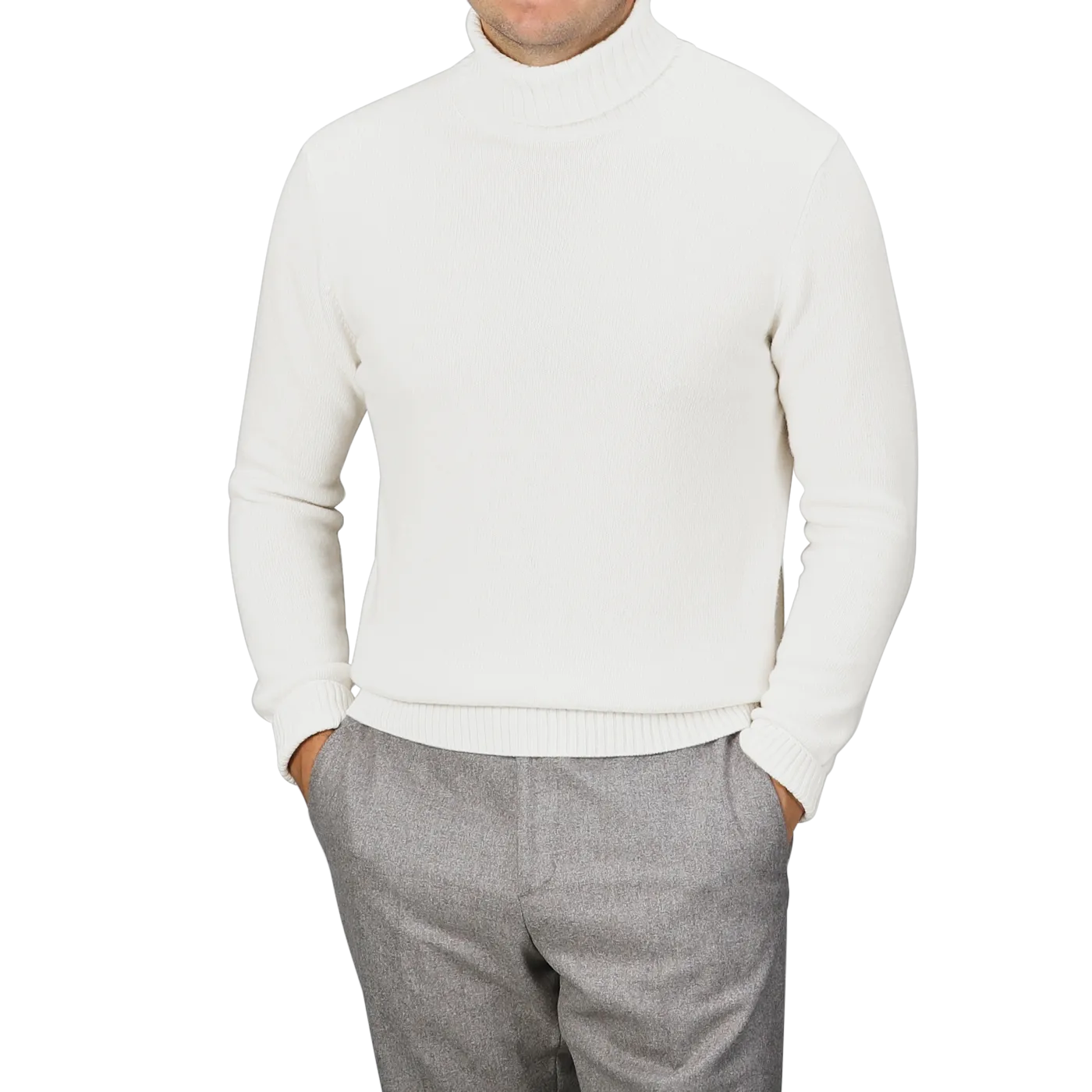 Cream Heavy Wool Cashmere Rollneck