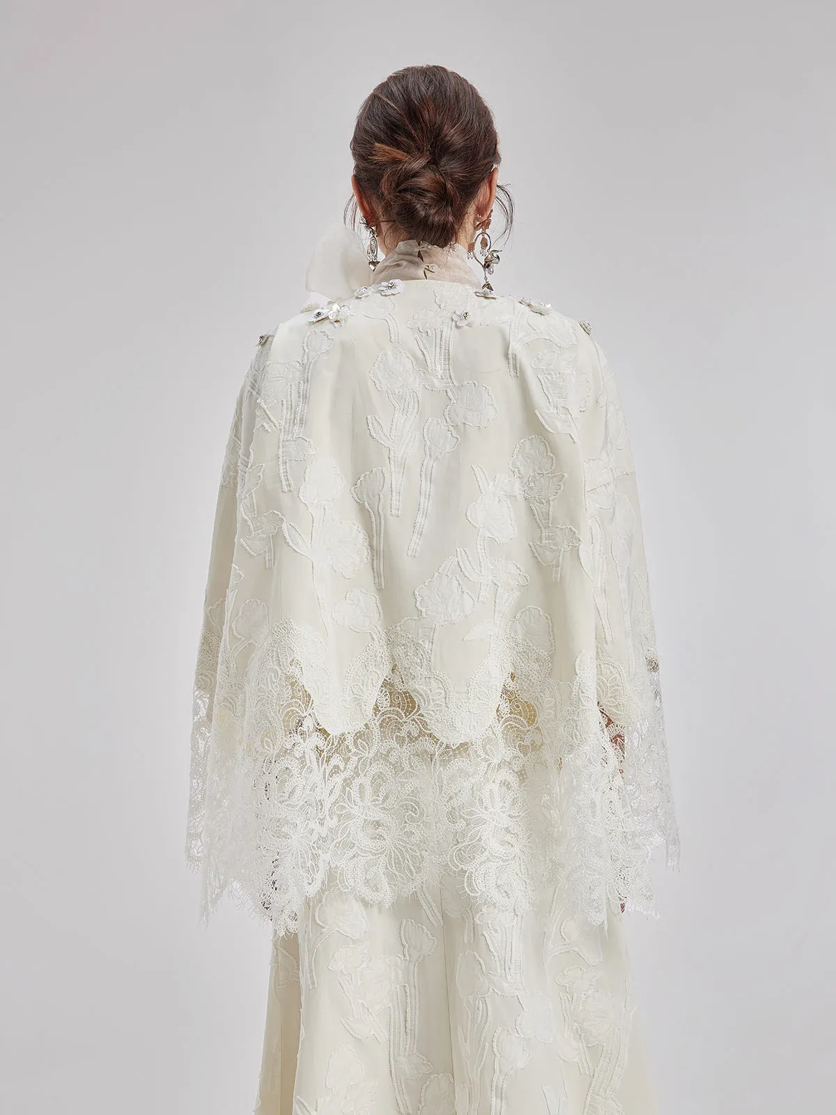 Custom Beaded Lace Jacquard Coat