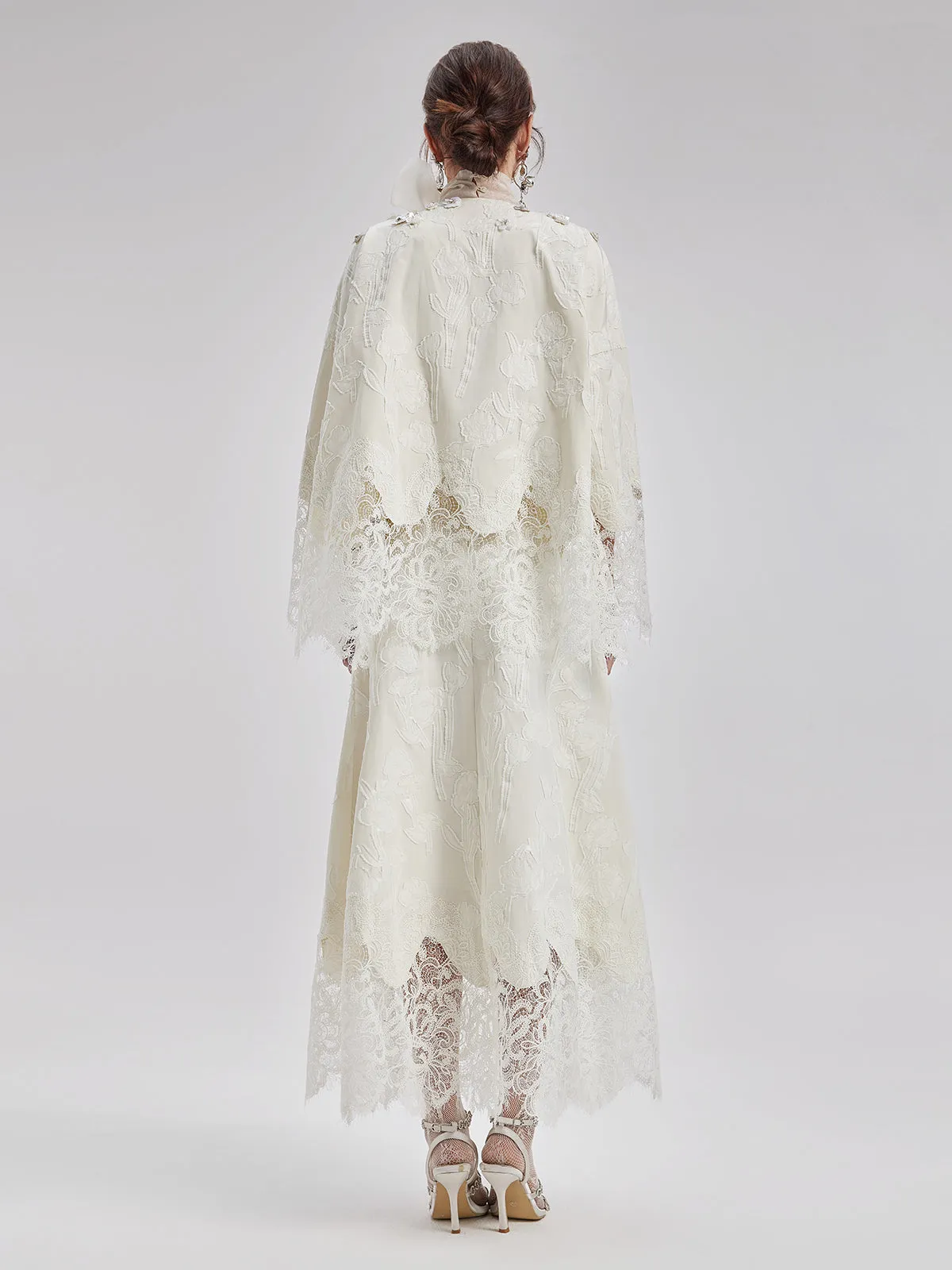 Custom Beaded Lace Jacquard Coat