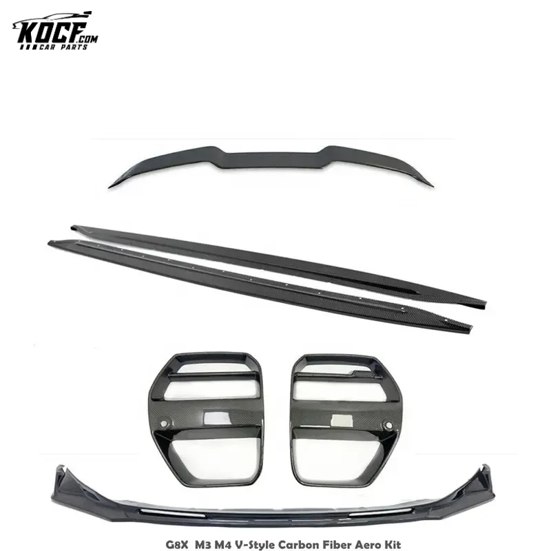 Customization G80 M3 Aero kit V-style Carbon Fiber Front Grille Lip Spoiler Side Skirts For BMW G80 M3 G82 M4 2021