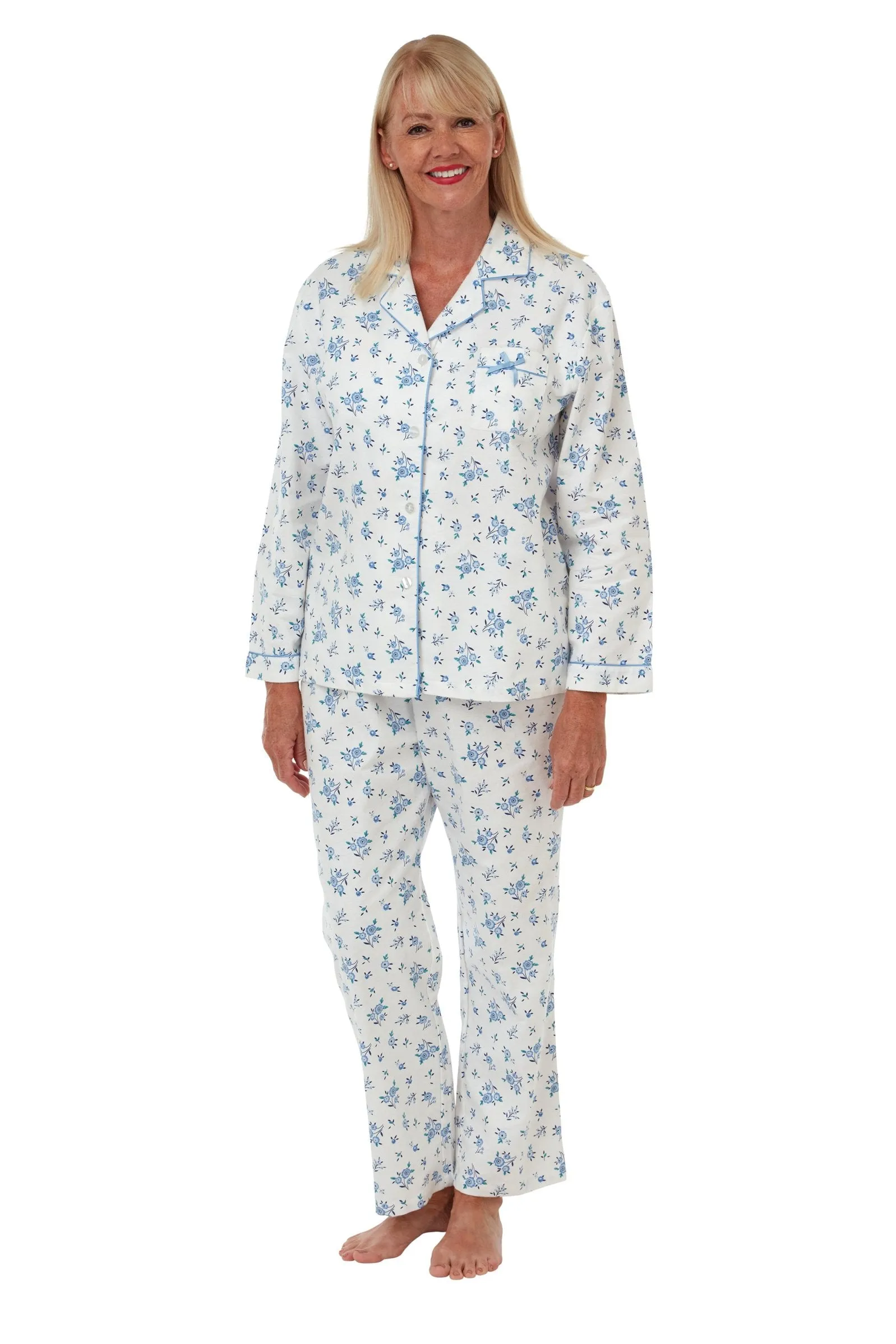 Denim Floral Brushed Cotton Pyjamas - Marlon