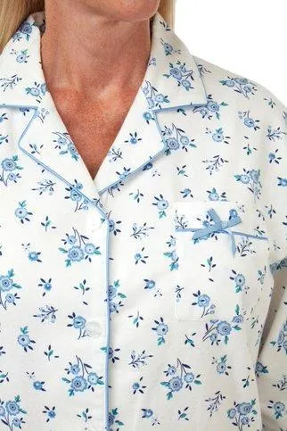 Denim Floral Brushed Cotton Pyjamas - Marlon