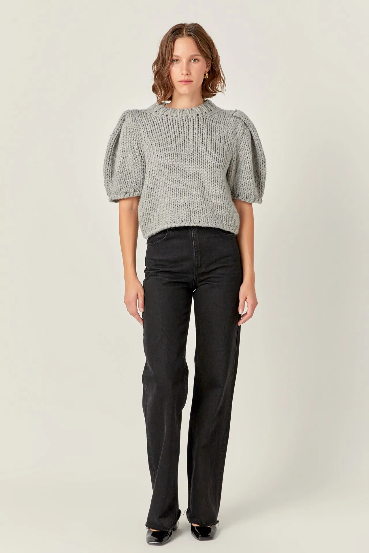 English Factory - Heavy Yarn Puff Sleeves Knit