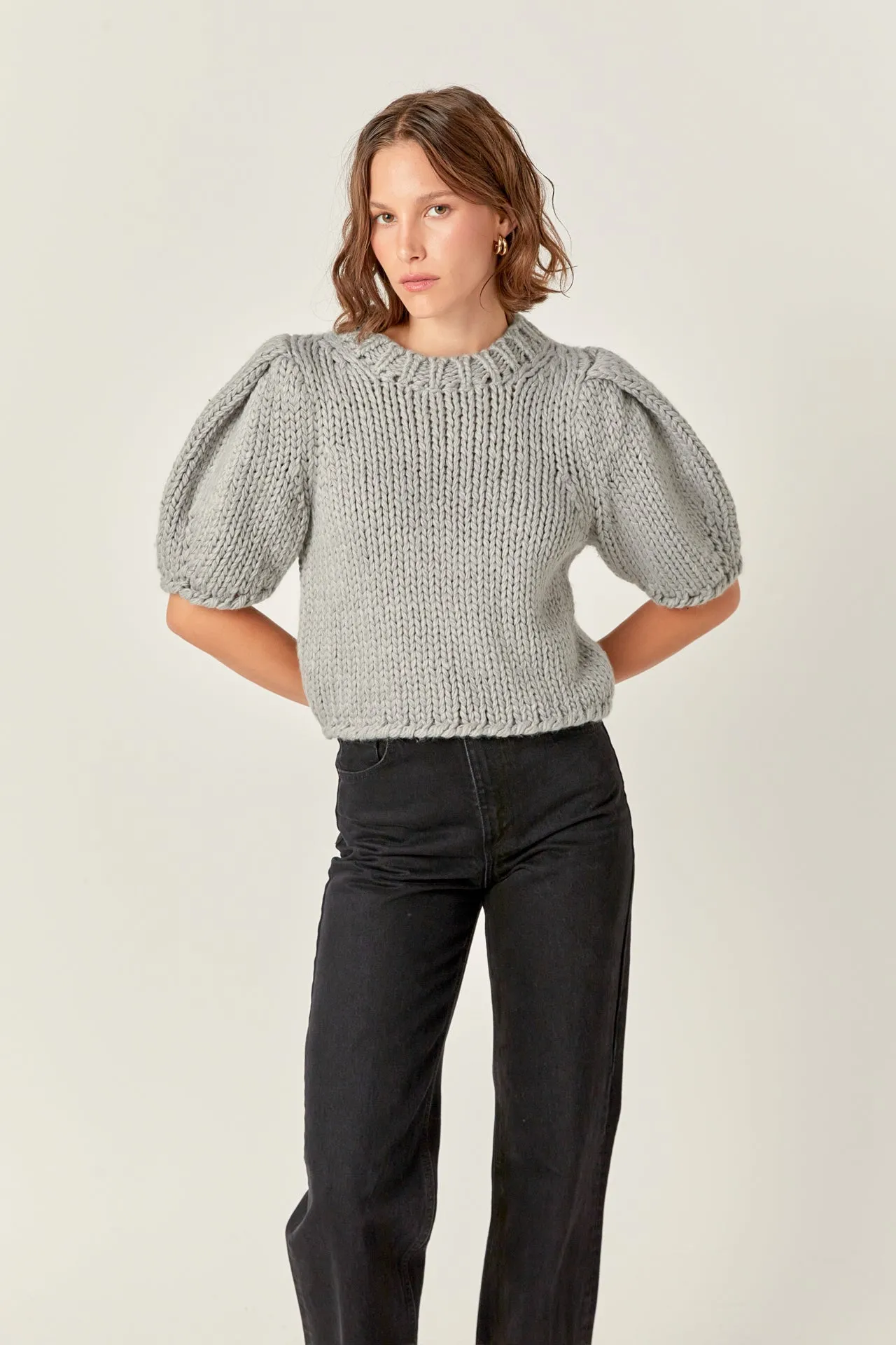 English Factory - Heavy Yarn Puff Sleeves Knit