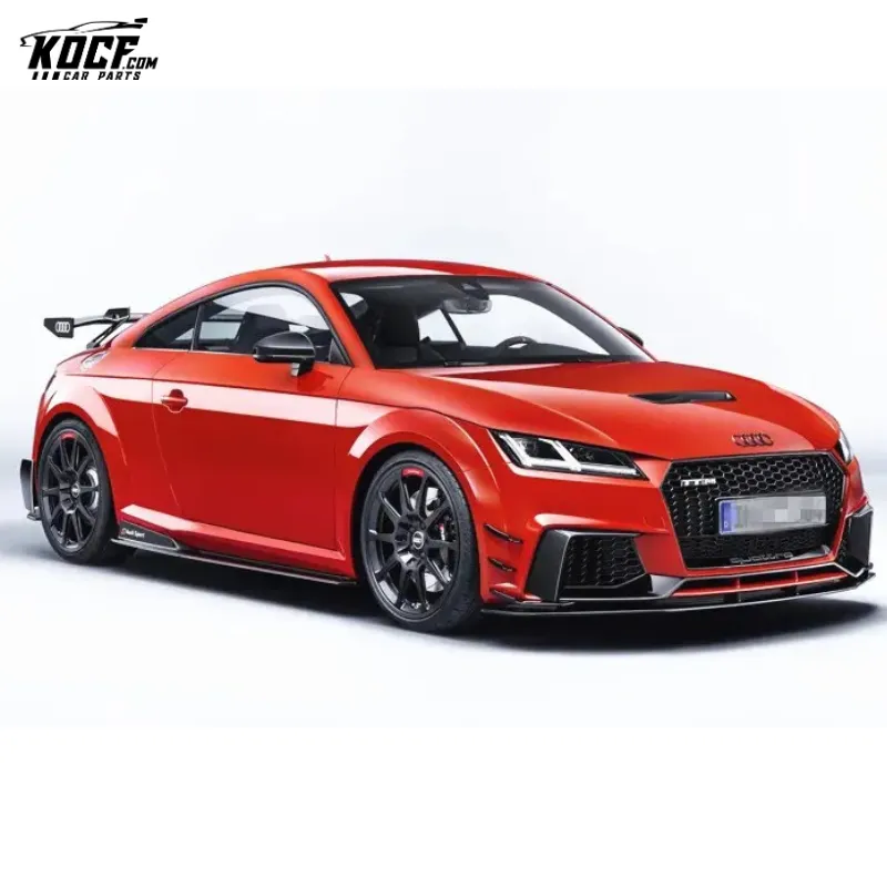 For 15-19 Audi TTRS MK3 Carbon Fiber Aero kit Front Bumper Lip Spoiler Side Splitter Canards