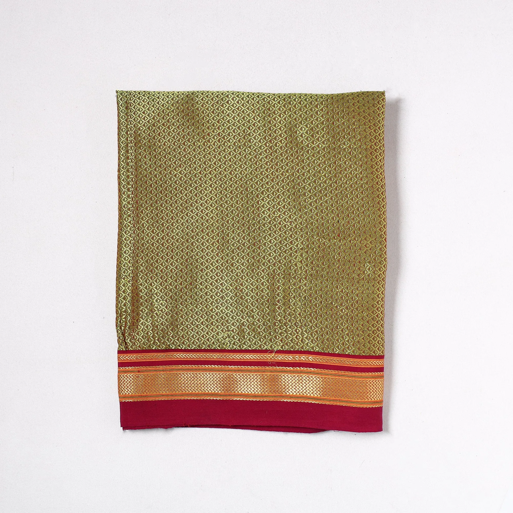 Green - Karnataka Khun Weave Cotton Handloom Precut Fabric (1.6 meter) 97