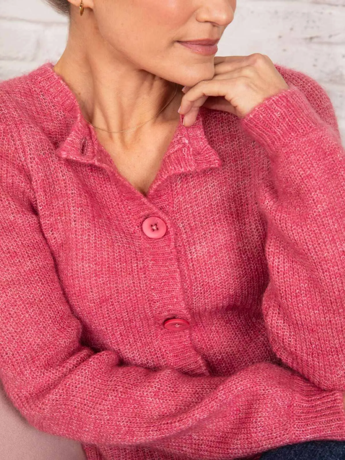 Harlow Mercerised Wool Cardigan - Raspberry Pink