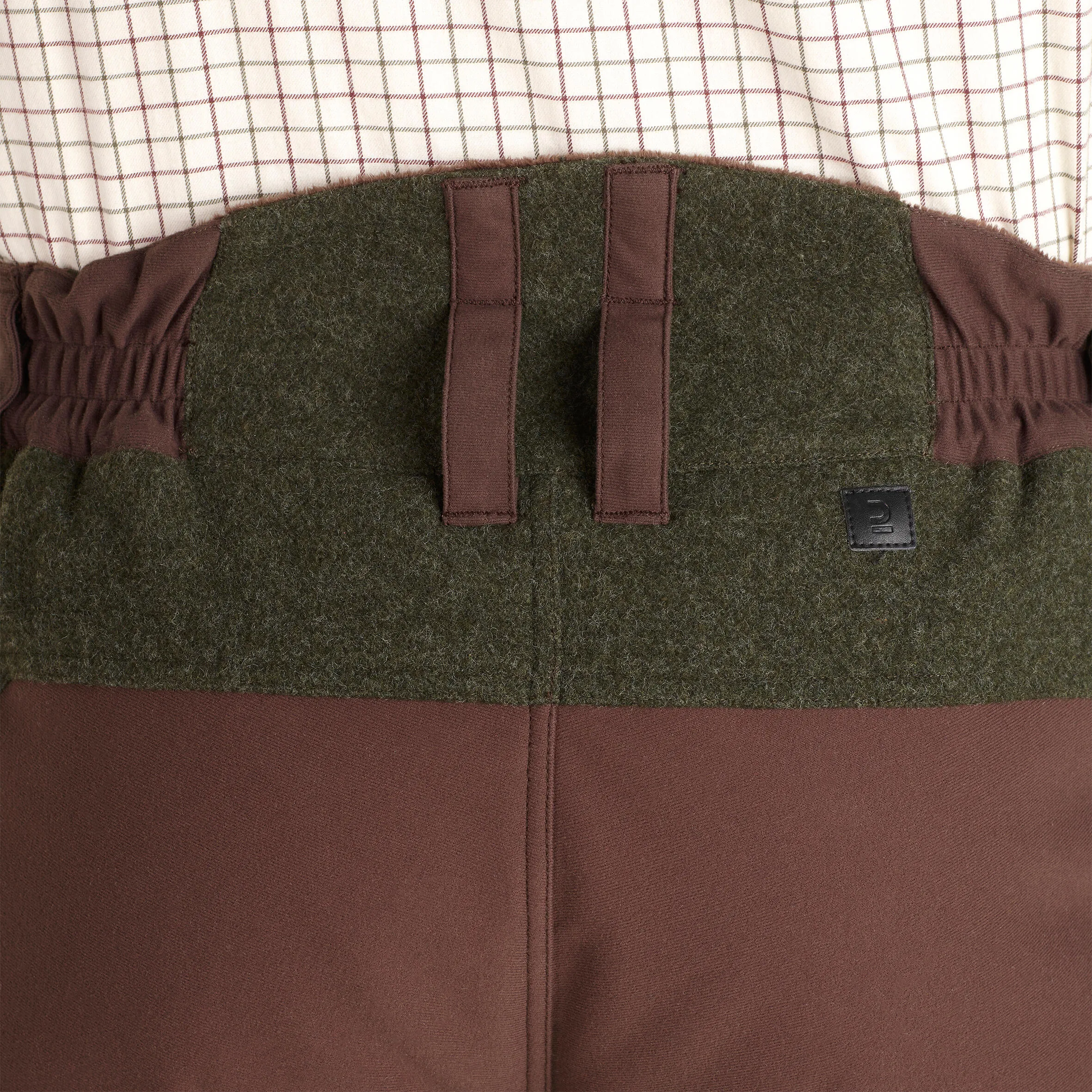 Hunting pants 900 warm wool low noise green SOLOGNAC dark green/coffee brown