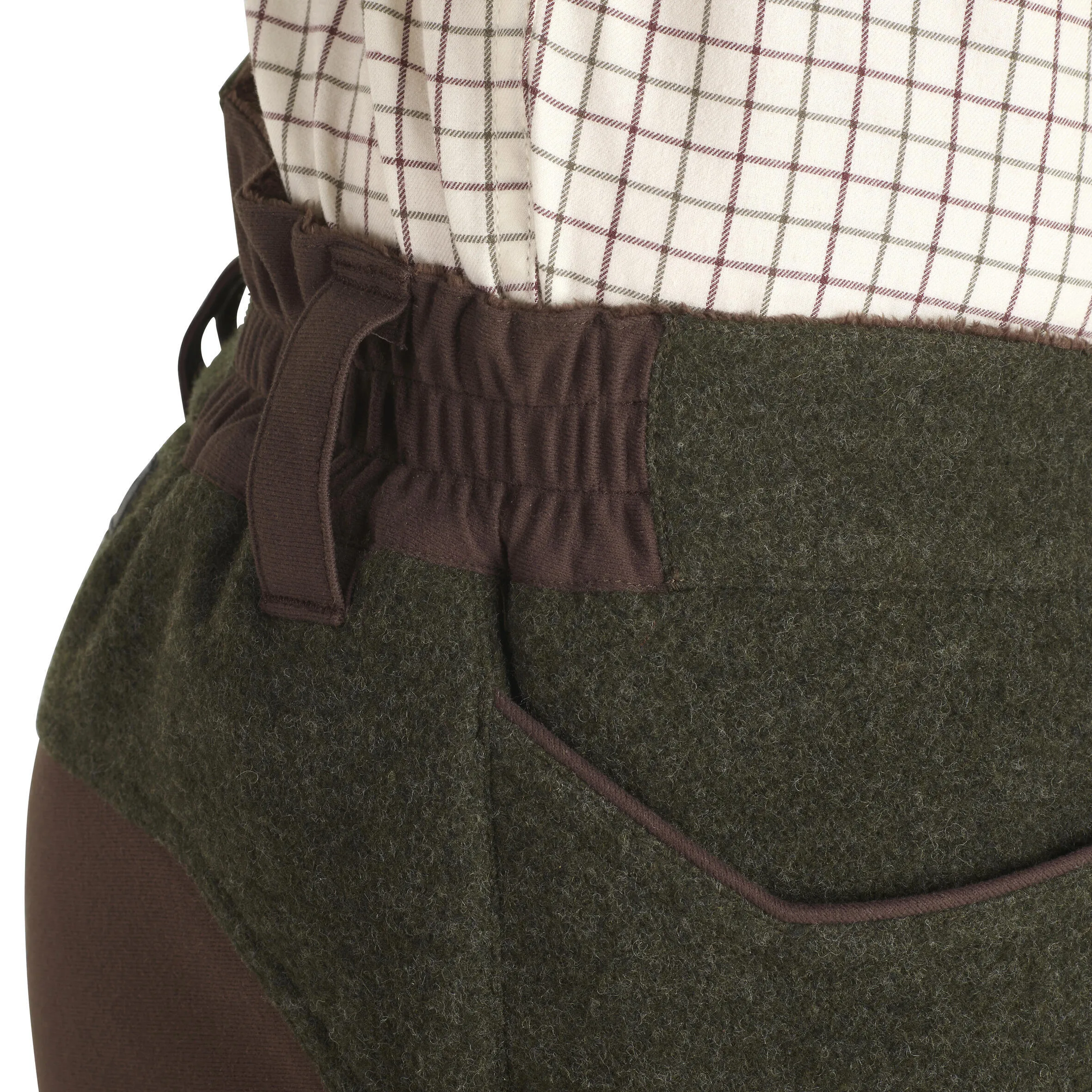 Hunting pants 900 warm wool low noise green SOLOGNAC dark green/coffee brown