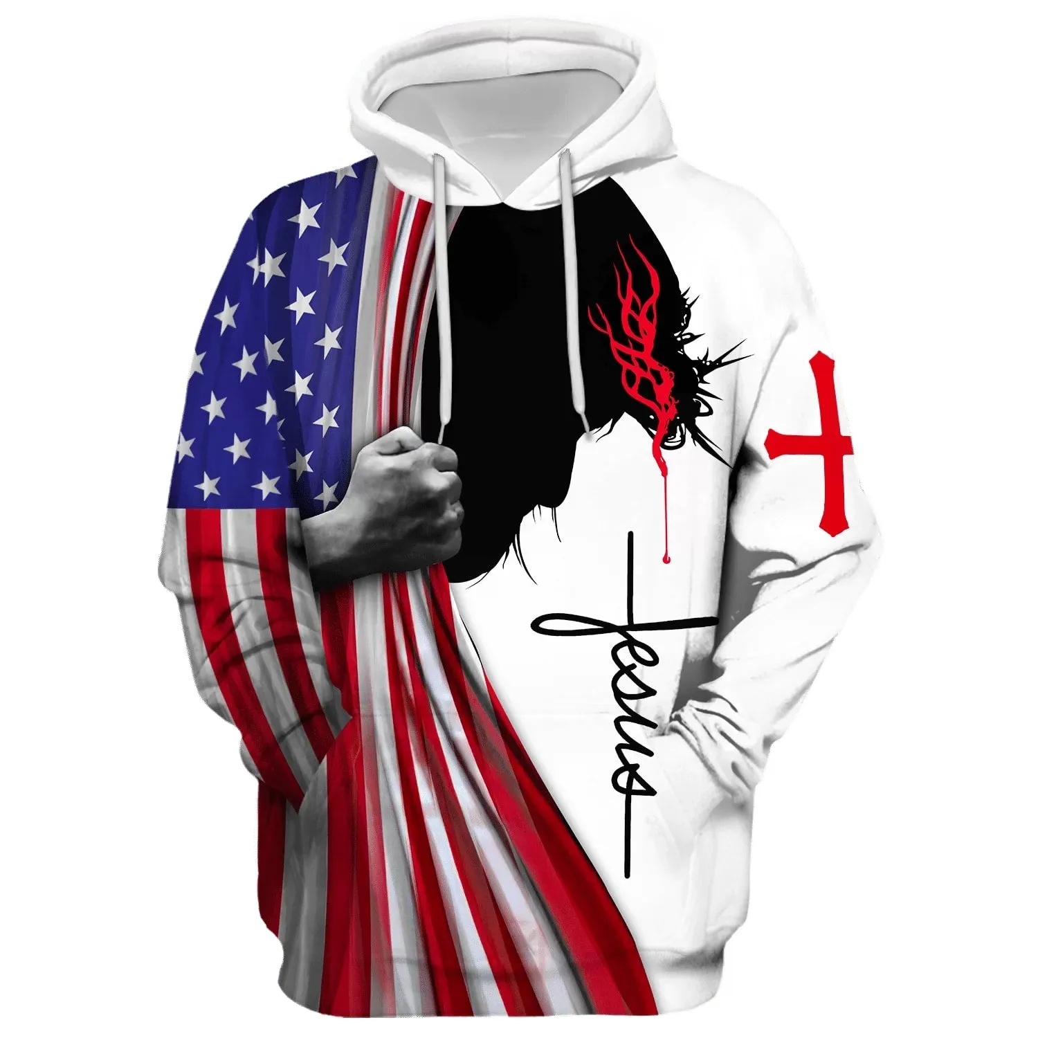 Jesus American Flag - Jesus Is My God Hoodie - Men & Women Christian Hoodie - 3D Printed Hoodie