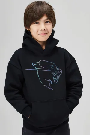 KIDS REFLECTIVE PANTHER HOODIE - BLACK