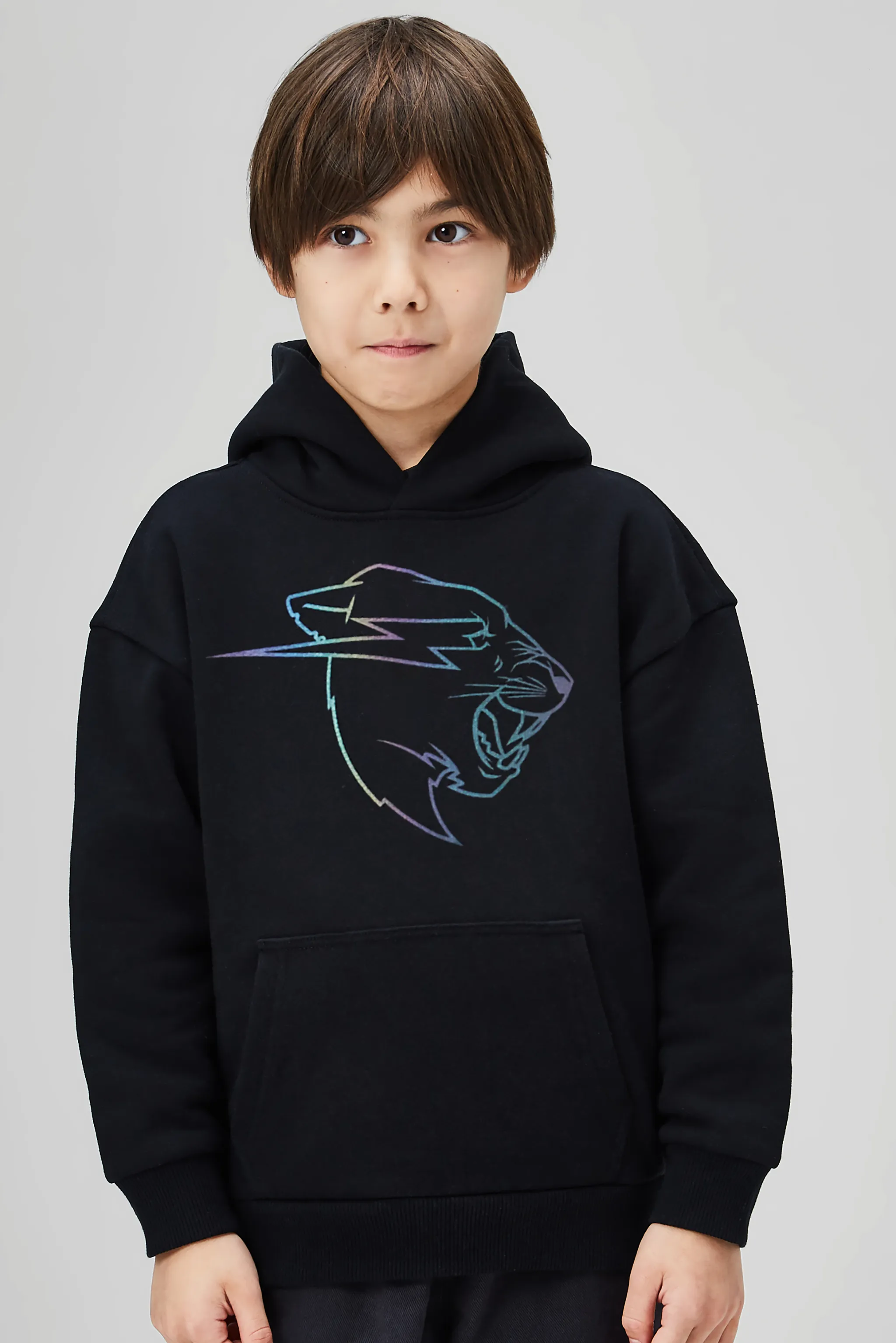 KIDS REFLECTIVE PANTHER HOODIE - BLACK