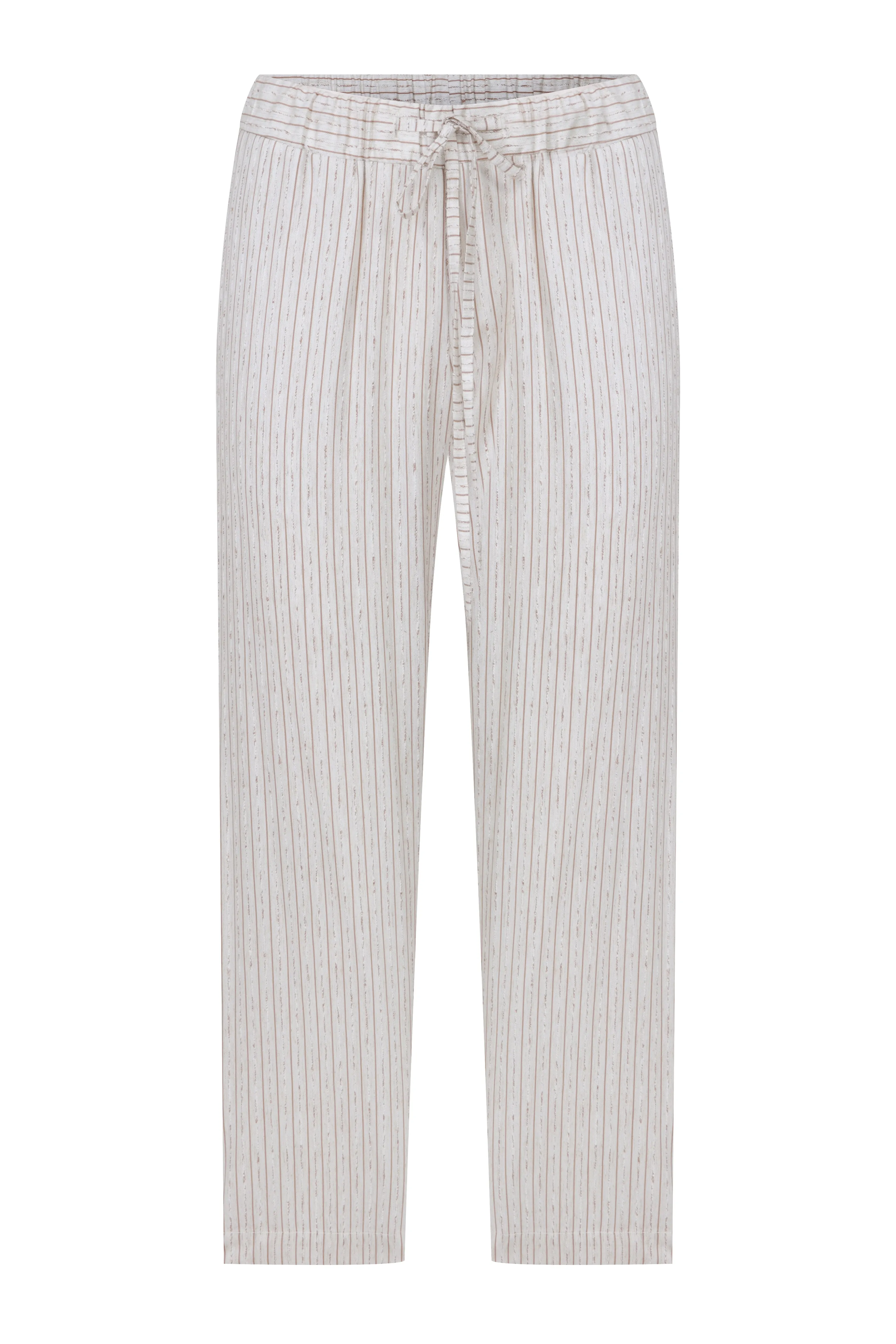 Kyra Striped Linen Trousers in Walnut