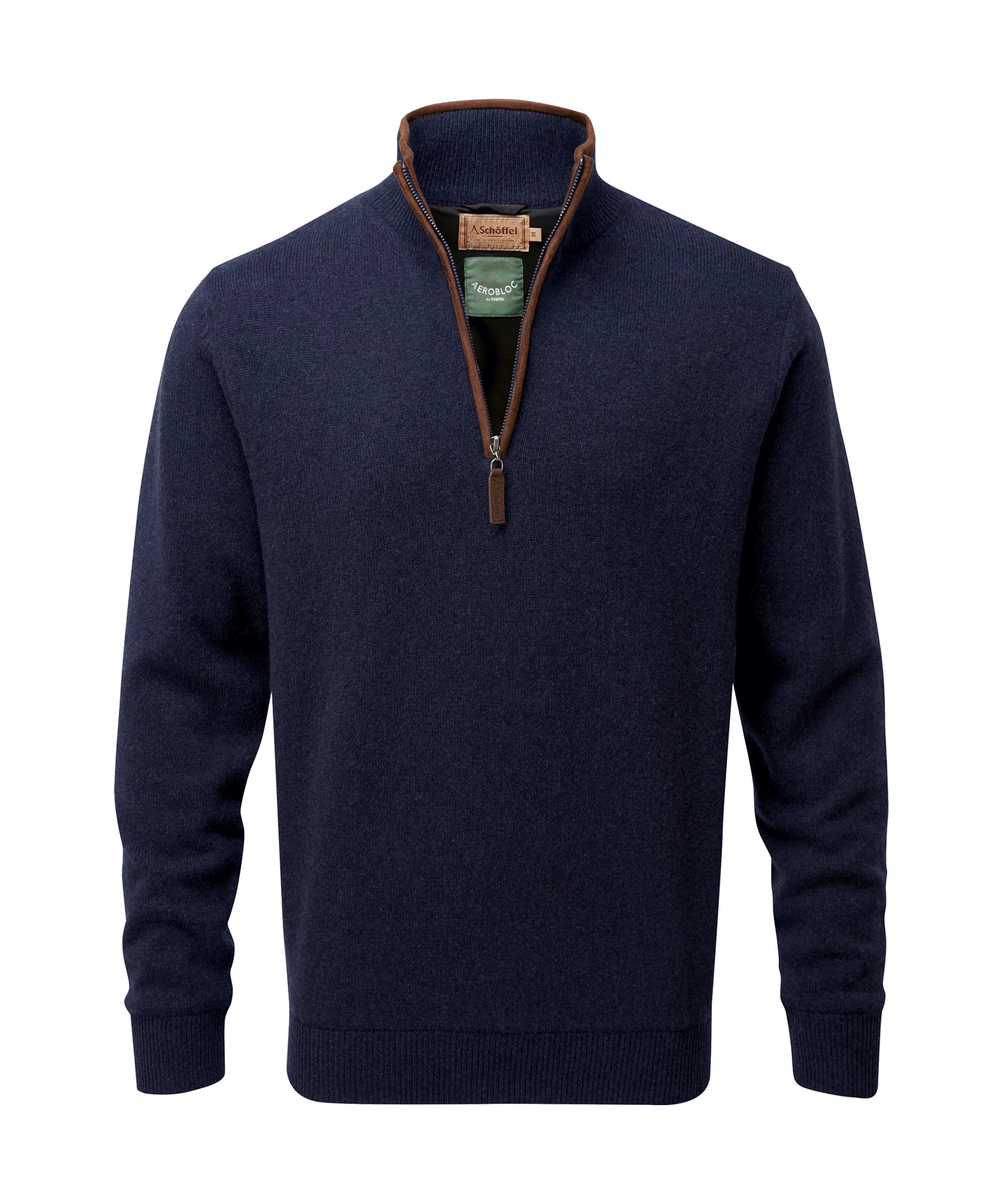 Lambswool Aerobloc Quarter Zip Jumper - Navy