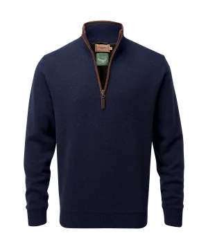 Lambswool Aerobloc Quarter Zip Jumper - Navy