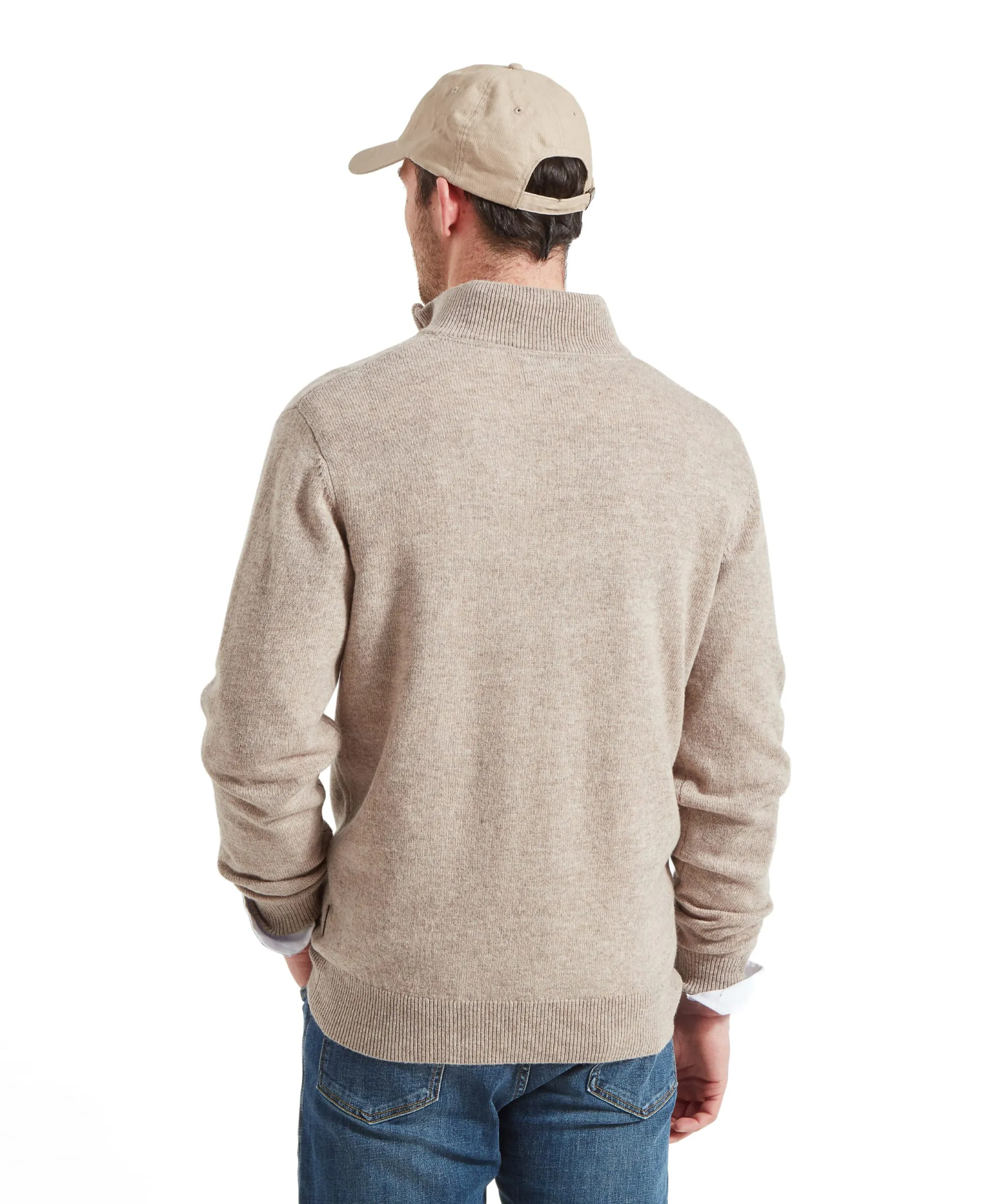 Lambswool Quarter Zip Jumper - Oat