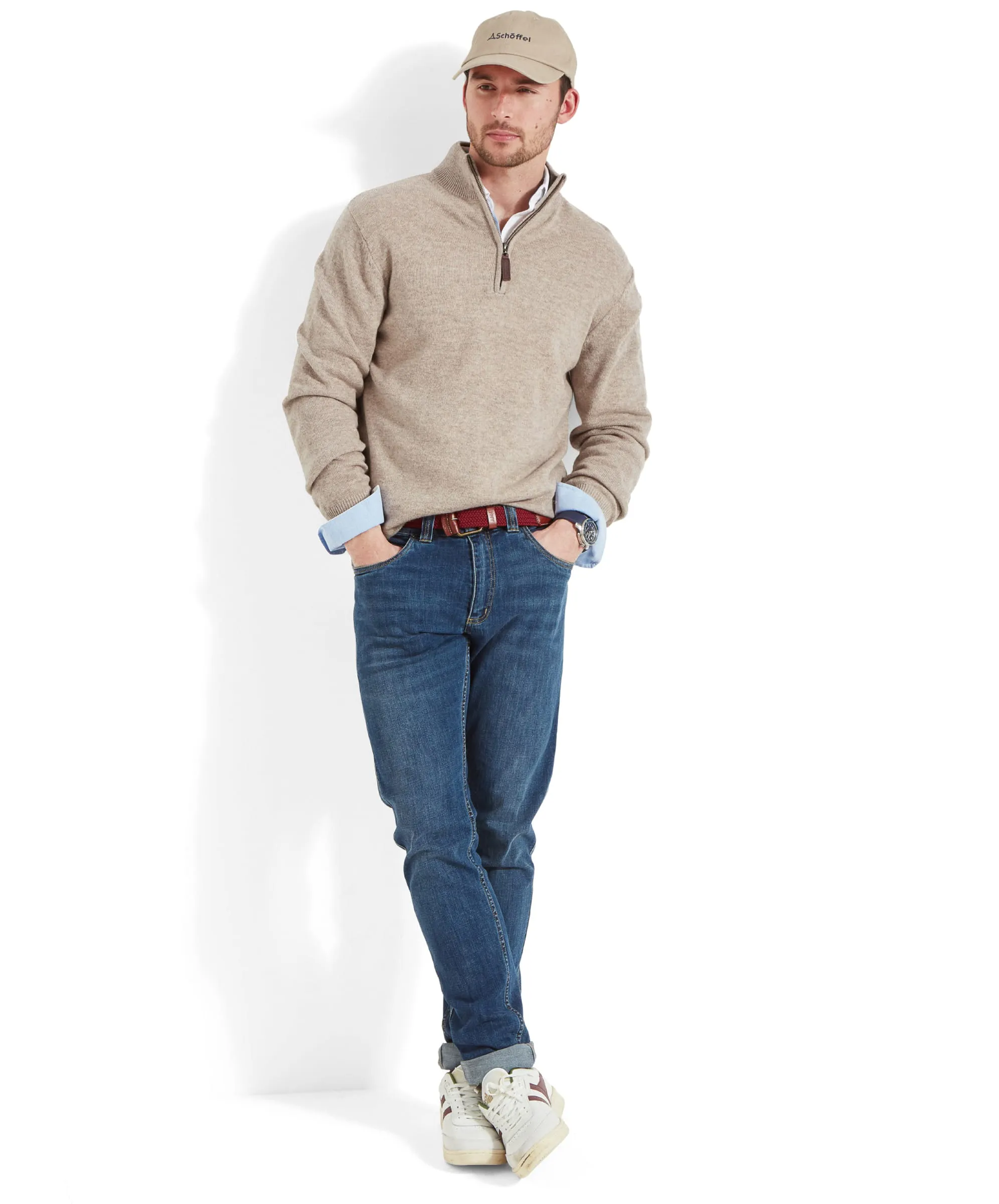 Lambswool Quarter Zip Jumper - Oat