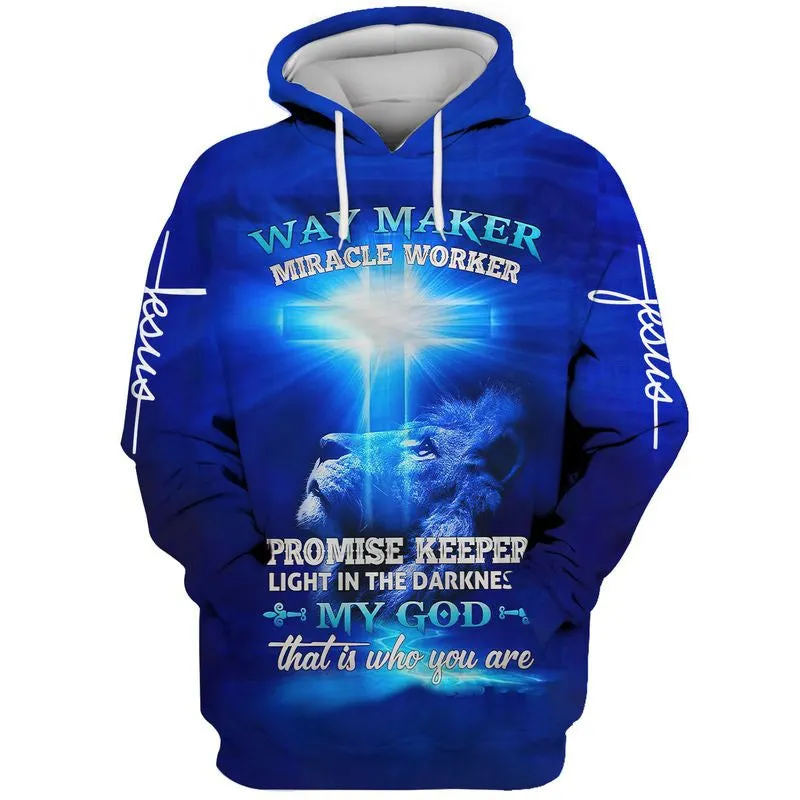 Lion Cross Way Maker Miracle Worker My God That Is Who You Are Hoodie - Men & Women Christian Hoodie - 3D Printed Hoodie