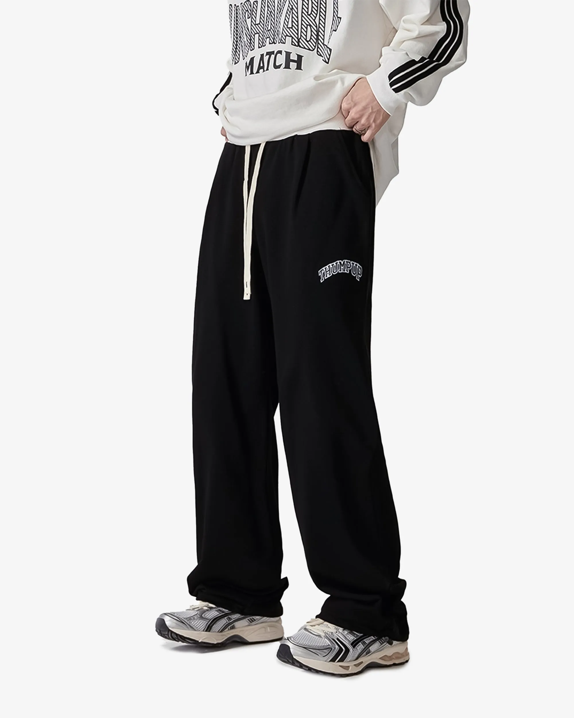 Loose Wide Straight Cotton Sweatpants with Drawstrings