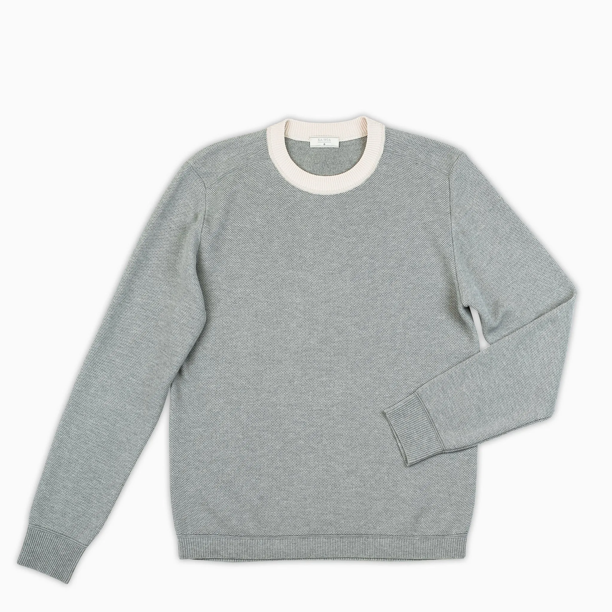 Massimen crew-neck jumper compact cotton (stone grey melange)