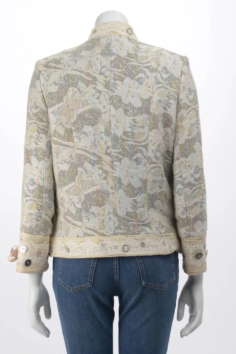 Matthew Williamson Cream Jacquard Edge to Edge Jacket UK 12