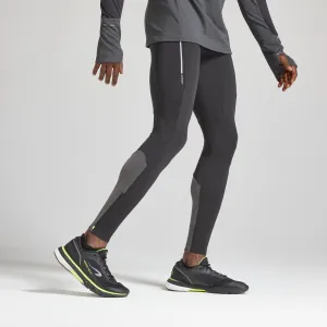 Men's Kiprun Warm long running pants black/gray black/charcoal/neon lime yellow