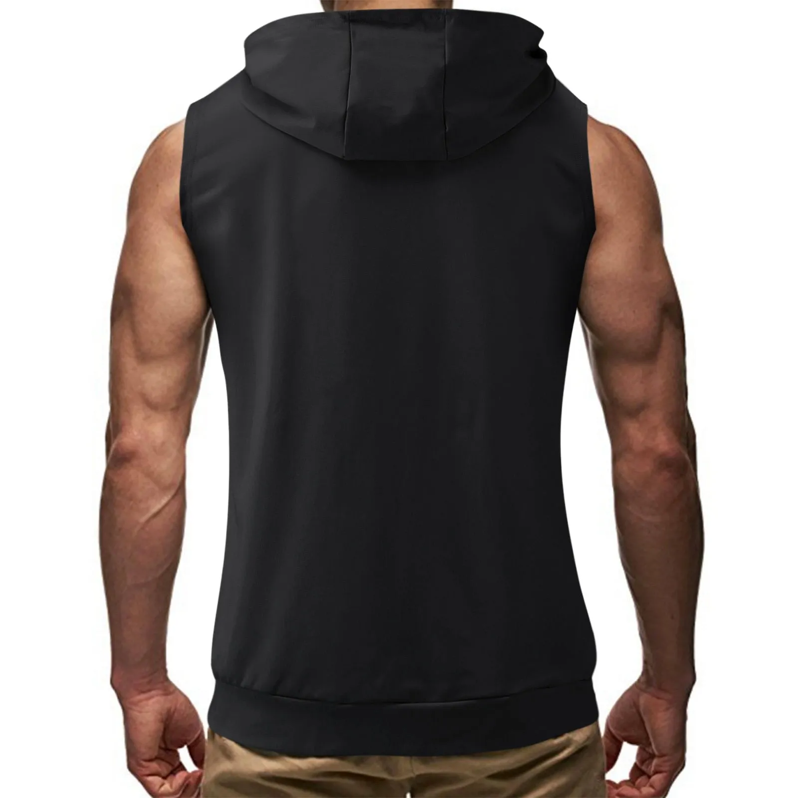  Mens Sleeveless Hoodies Fashion Casual Zipper Hooded Sweatshirt Men Solid bodybuilding tank top sports Shirt waistcoat vest