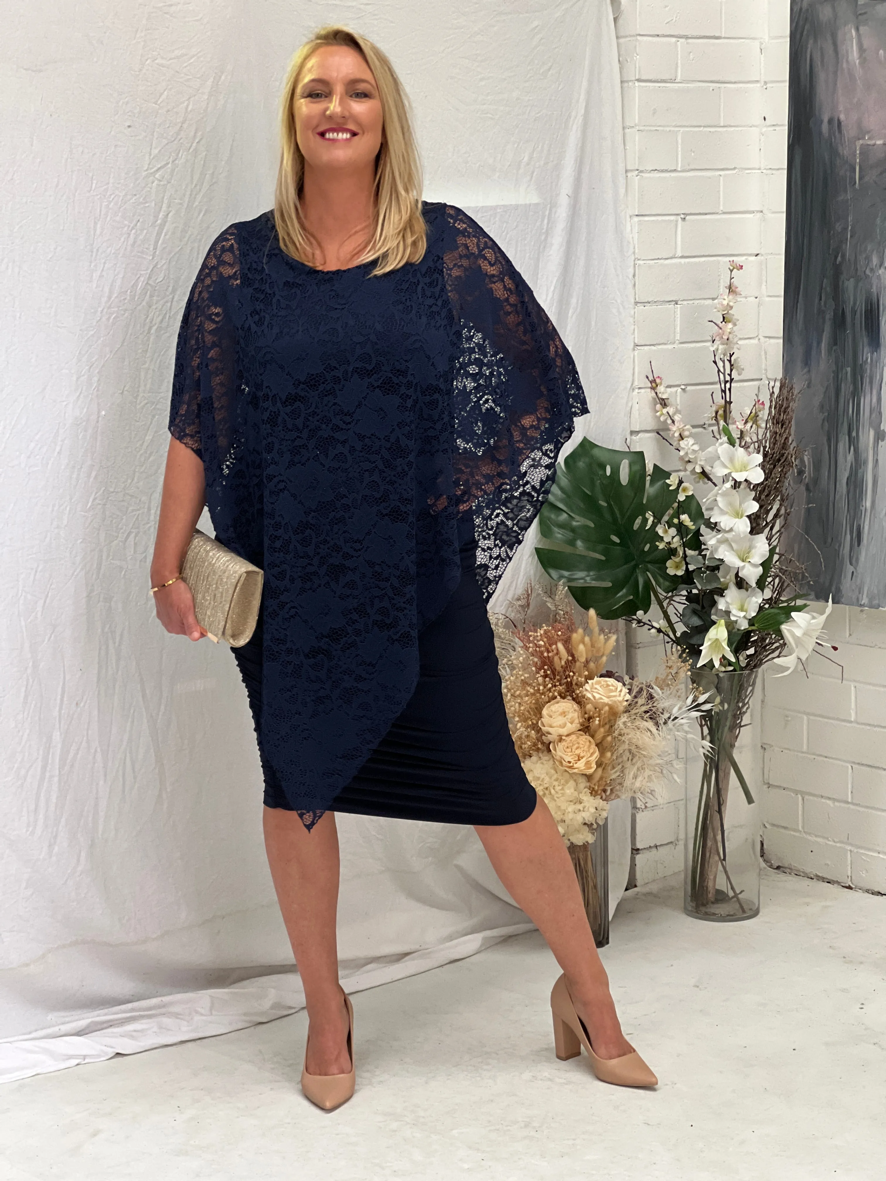 Noelle Navy Ruched Skirt