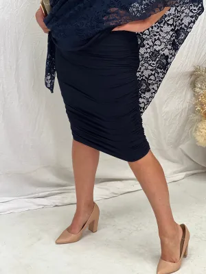 Noelle Navy Ruched Skirt