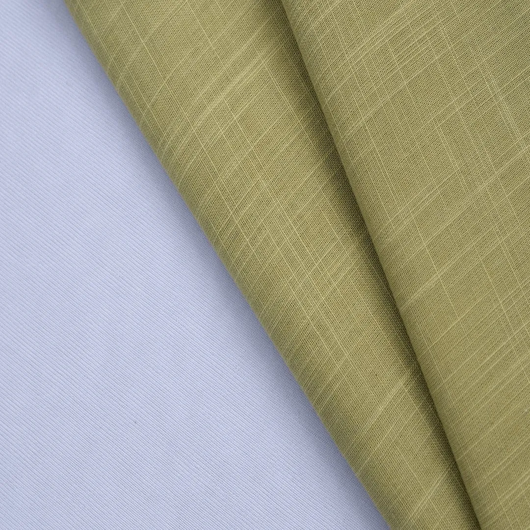 Olive Green Pure Slub Cotton Fabric