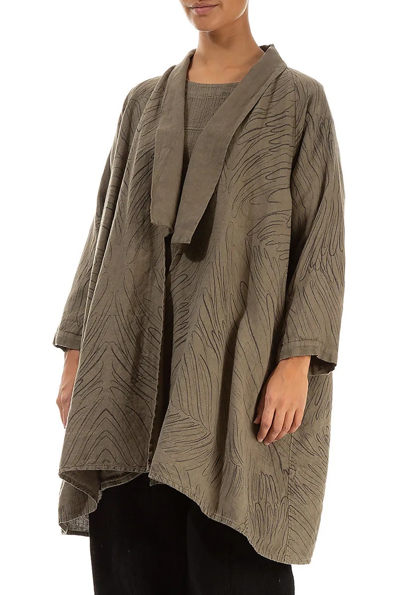 Open Silver Sage Feathers Linen Jacket