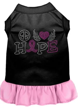 Peace Love Hope Breast Cancer Rhinestone Pet Dress Black With Light Pink Xxl (18)