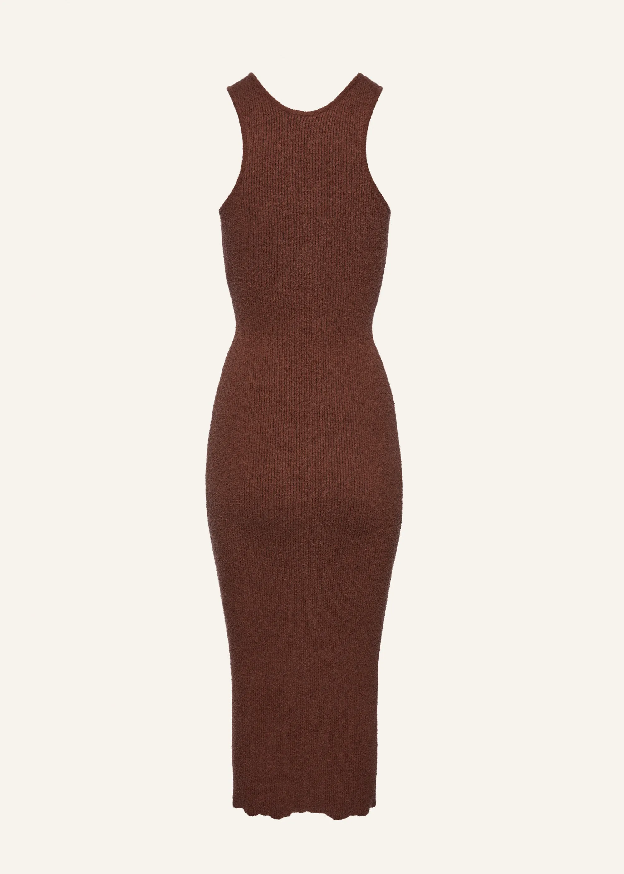 Racerfront ribbed knitwear dress in brown