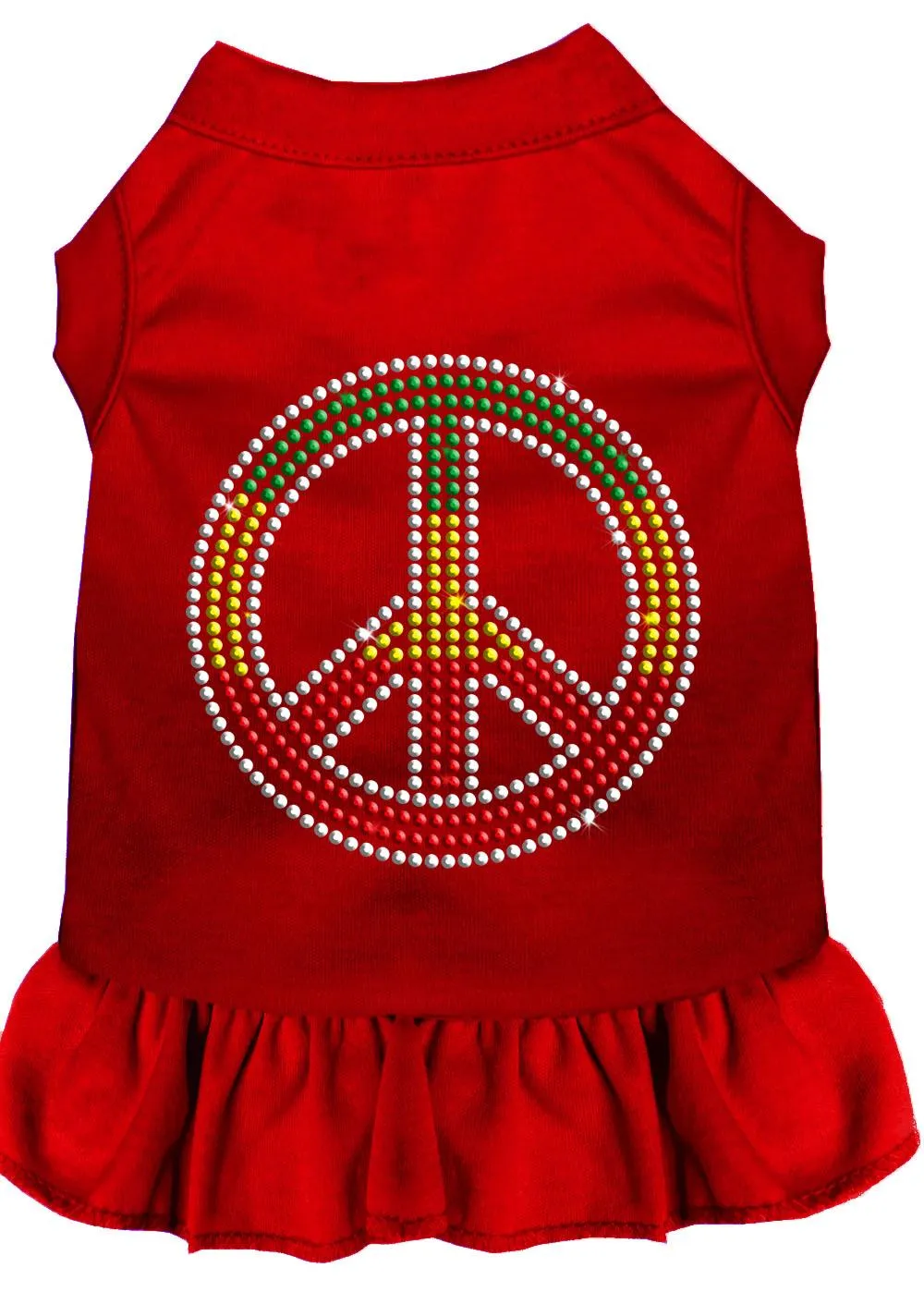 Rhinestone Rasta Peace Dress Red Med (12)